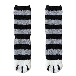 Black Stripe Womens Thick Thermal Calf High Socks