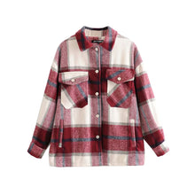 Load image into Gallery viewer, Red Plaid Retro Loose Fitting Shirt
