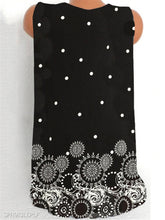 Load image into Gallery viewer, Back of Black and White Geometric Paisley Sleeveless Summer Tops for Women V-Neck
