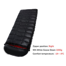 Load image into Gallery viewer, Black 95% Goose Down Waterproof Sleeping Bag Right Zipper
