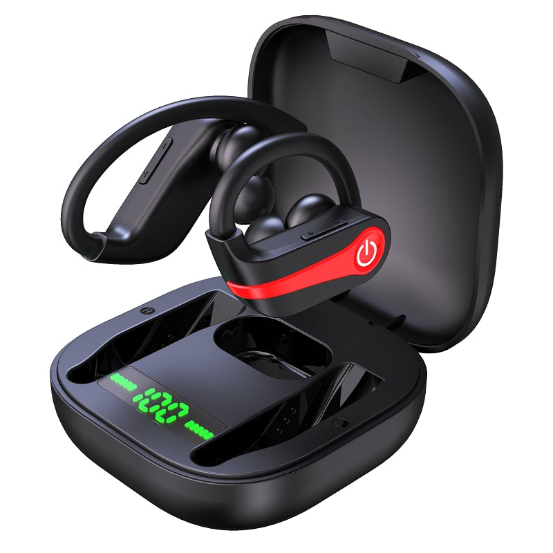 Bluetooth 5.1 Waterproof Earphones, Flexible Ear Hooks, Charging Box, Cable