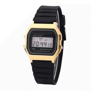 Rubber strap gold womens watch