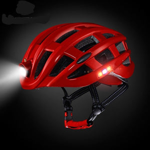 Helmet with LED Lights On All Sides Red