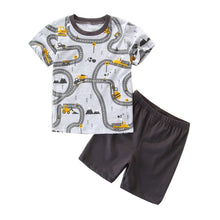 Load image into Gallery viewer, Kids 2Pc Outfit Toddler Sizes 2T - 7T Car Design Shirt &amp; Plaid Shorts
