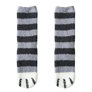 Gray Stripe Womens Thick Thermal Calf High Socks