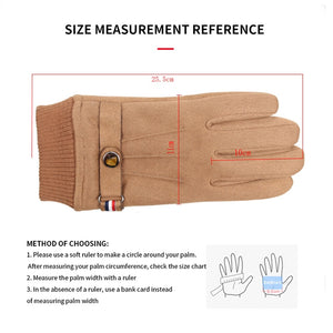 Mens Suede Touch Finger Gloves Size Measurement Reference