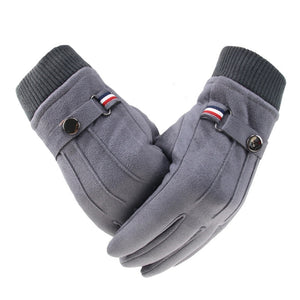 Mens Suede Touch Finger Gloves Gray