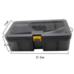 Double Layer Tackle Box Close with diagrammed measurements