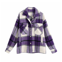 Load image into Gallery viewer, Purple Plaid Retro Flannel Shirt
