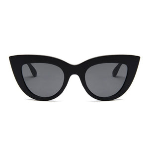 Cat Eye Frame Style Sunglasses Black Gray Front View