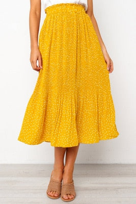 Womens Yellow Polka Dotted Skirt