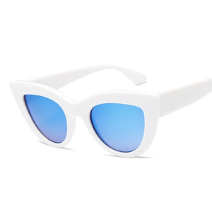 Cat Eye Frame Style Sunglasses White Blue
