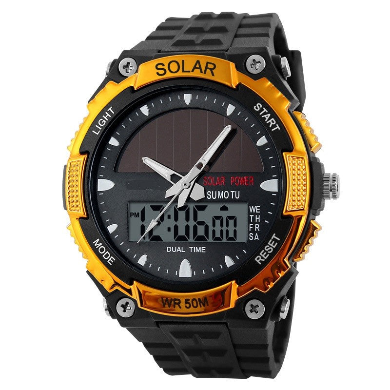 Mens Solar Sport Watch Gold Accents
