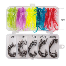Load image into Gallery viewer, 60 Pc Hooks and Soft Lures for Saltwater and Freshwater Fishing
