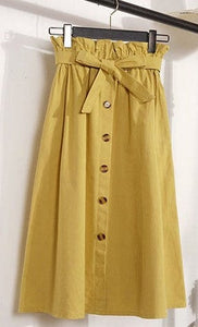 Yellow Womens One Size Midi Skirt