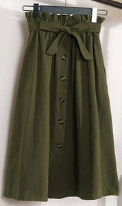 Green Womens One Size Midi Skirt