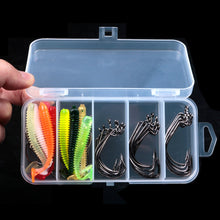 Load image into Gallery viewer, 60 Pc Hooks and Soft Lures for Saltwater and Freshwater Fishing
