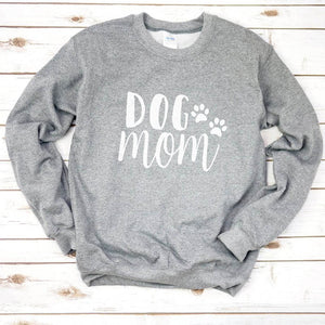 Dog Mom Long Sleeve Shirt Gray