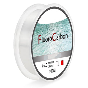 100M Fluorocarbon Fishing Line  Red or Clear Enhances Tension 30%