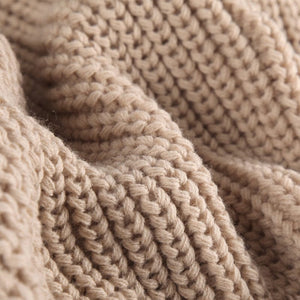 Closeup of Cable-knit Ribbing of Loose Fit Sweater