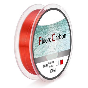100M Fluorocarbon Fishing Line  Red or Clear Enhances Tension 30%