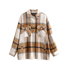 Load image into Gallery viewer, Brown Plaid Retro Loose Fitting Shirt
