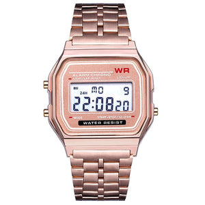 Alloy strap rose gold womens watch