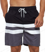 Load image into Gallery viewer, Black, white and gray men&#39;s board shorts
