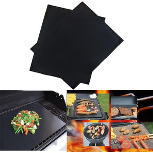 Non-stick BBQ Grill Mat With  various foods and grills