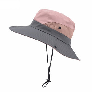 Pink wide brim sun hat