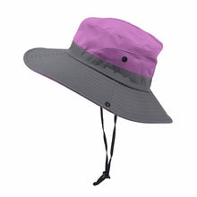 Load image into Gallery viewer, Purple wide brim sun hat
