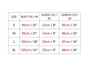 Size Chart for Round Neck T Shirt Pocket Dress