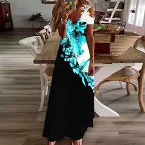 Women Casual Bare Shoulder Maxi Dress 6 Floral Styles 6 Sizes