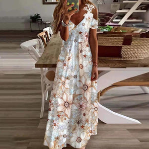 Women Casual Bare Shoulder Maxi Dress 6 Floral Styles 6 Sizes