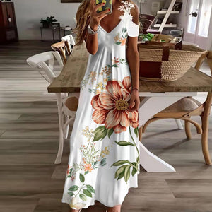 Women Casual Bare Shoulder Maxi Dress 6 Floral Styles 6 Sizes