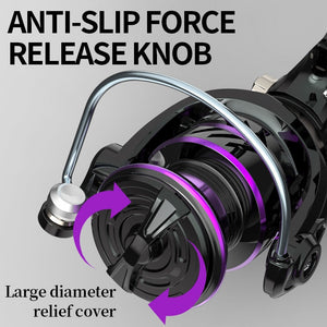 closeup of anti-slip force release knob on LINNHUE Spinning Reel "HP" 2023
