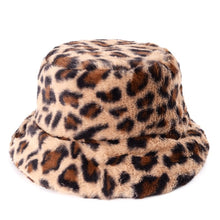 Load image into Gallery viewer, faux fur animal print bucket hat
