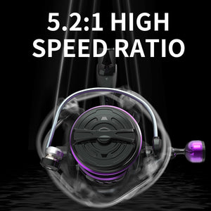 Closeup of high speed ratio on LINNHUE Spinning Reel "HP" 2023