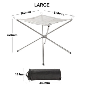 Outdoor Fire Burn Pit Stainless Steel Frame & Net Foldable Poles & Bag