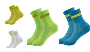 Sports Ankle Socks  composite of 4 colors, yellow, white, green, blue