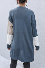 Load image into Gallery viewer, Dropped Shoulder Open Front Sweater Rear View on Model
