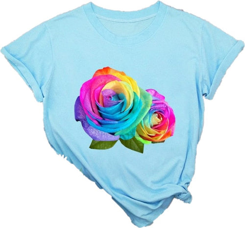 Light blue floral Tee Shirt