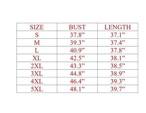 Size Chart Women Casual Loose Knee Length Top