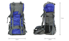 Load image into Gallery viewer, Measuring Diagram of Blue 60L Durable Heavy-duty Backpack
