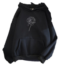 Load image into Gallery viewer, Womens Sweatshirt Front Pocket Hood Rose Black
