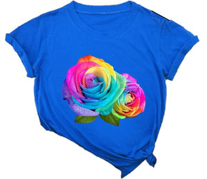 Blue floral womens tee shirt