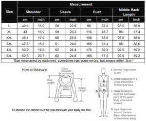 Size Chart for Womens Full Length Cardigan Style Loose-fitting Oversize Sweater
