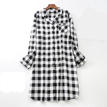 Load image into Gallery viewer, Plaid Womens Casual Long Sleeve Nightshirt
