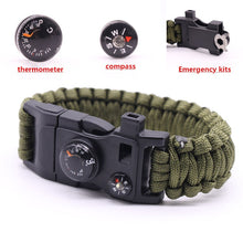 Load image into Gallery viewer, Closeup of Thermometer Compass Emergency kits Multi-function Bracelet Tools
