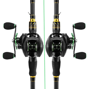 High Speed Baitcast Reel 24-position linearity, ceramic Guide & Spool shown in 2 pictures of left and right side mount